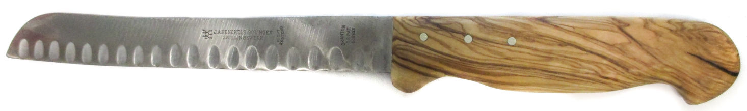 Individuelle angefertigtes Brotmesser mit Olivenholzgriff